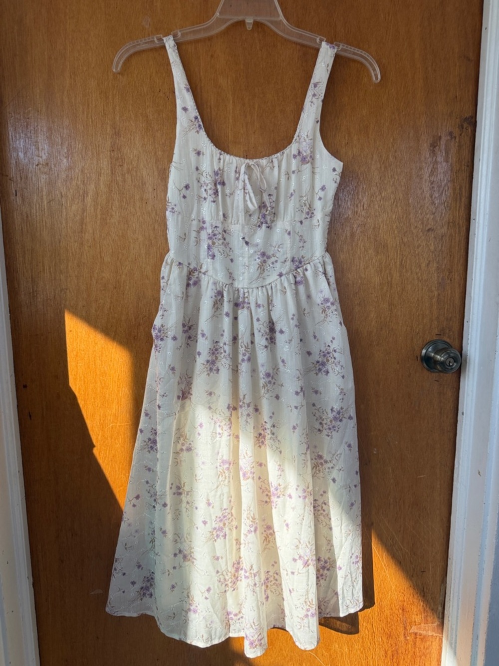 Jessica Simpson ivory Floral Midi Sundress with Lavender Print